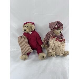 Jointed Bears Night Time Sleepy Pj Teddy Primitive Cottage Vintage 9” Set Of 2